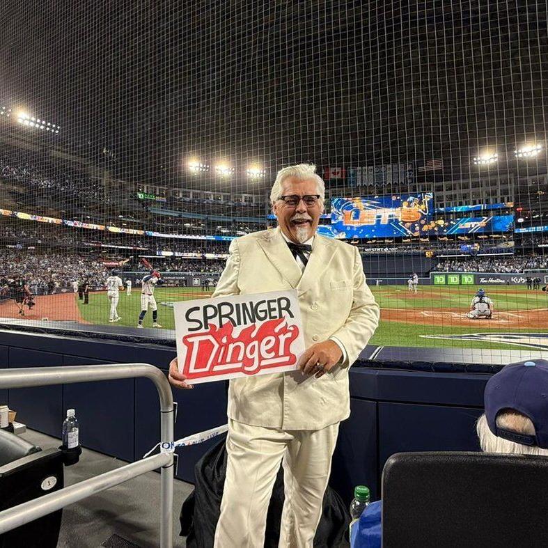 Was that Colonel Sanders behind home plate at the Blue Jays game?